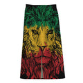 Rasta Lion Print Cotton Front Slit Maxi Skirt