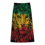 Rasta Lion Print Cotton Front Slit Maxi Skirt