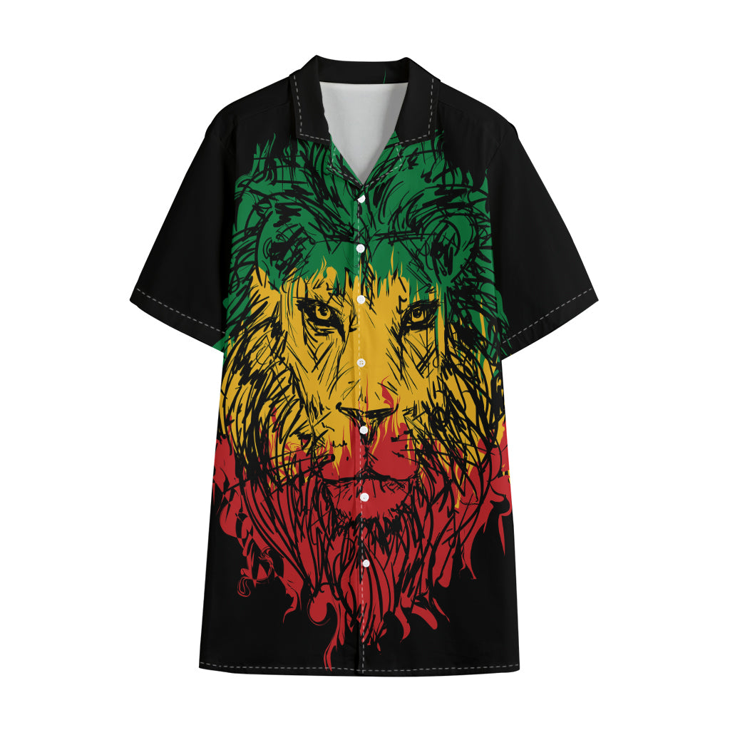 Rasta Lion Print Cotton Hawaiian Shirt