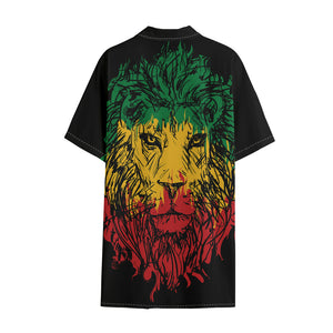 Rasta Lion Print Cotton Hawaiian Shirt