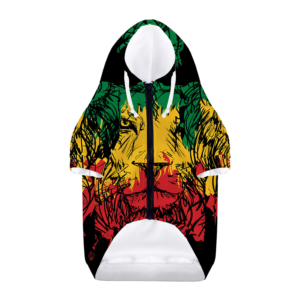 Rasta Lion Print Dog Zip Up Hoodie