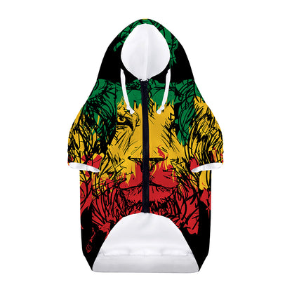 Rasta Lion Print Dog Zip Up Hoodie