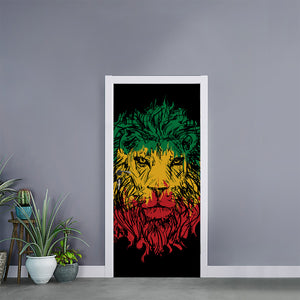 Rasta Lion Print Door Sticker