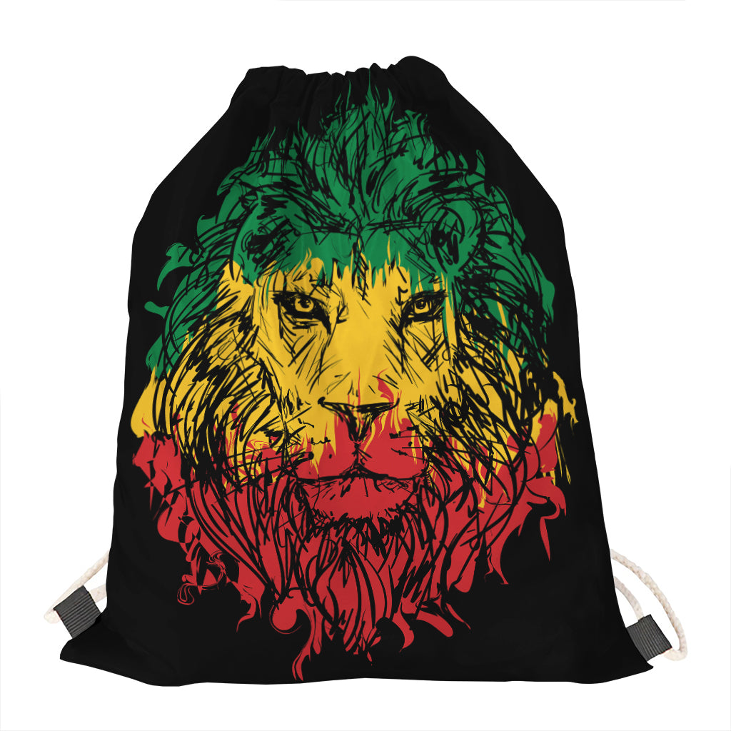 Rasta Lion Print Drawstring Bag