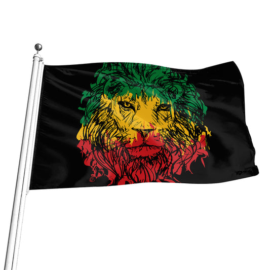 Rasta Lion Print Flag