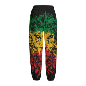 Rasta Lion Print Fleece Lined Knit Pants