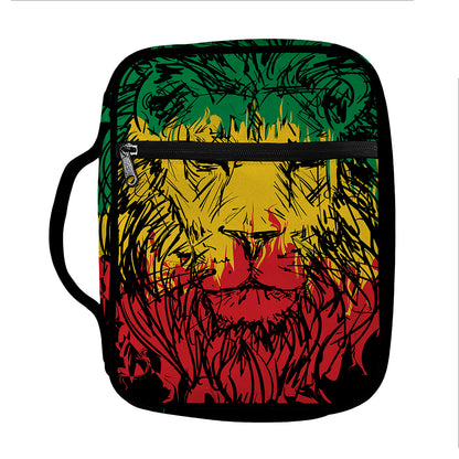 Rasta Lion Print Front Pocket Bible Bag