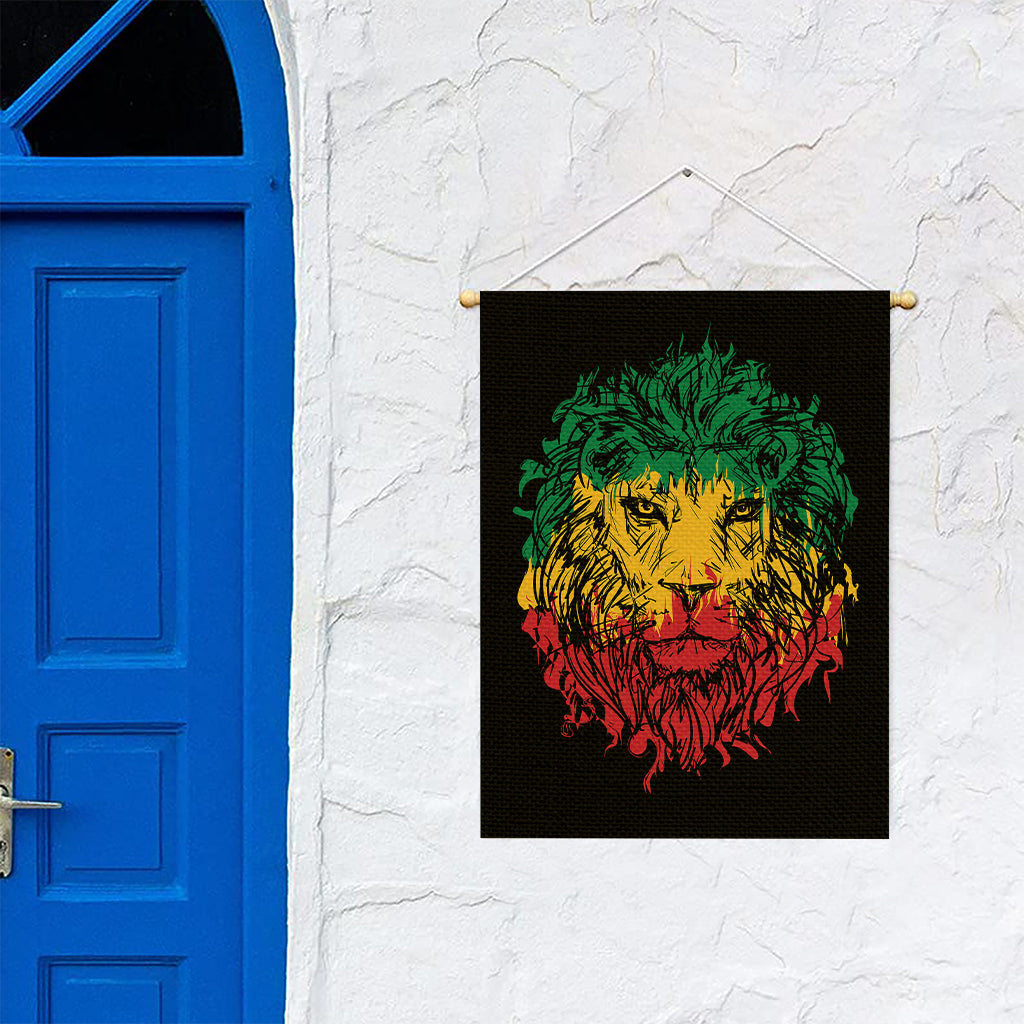 Rasta Lion Print Garden Flag