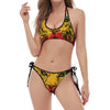 Rasta Lion Print Halter Scoop Tie Side Bikini