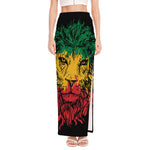 Rasta Lion Print High Slit Maxi Skirt