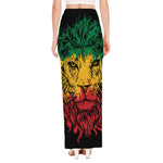 Rasta Lion Print High Slit Maxi Skirt