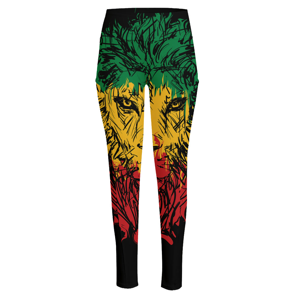 Rasta Lion Print High-Waisted Pocket Leggings