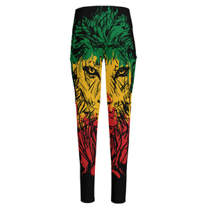 Rasta Lion Print High-Waisted Pocket Leggings