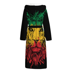 Rasta Lion Print Hooded Bathrobe