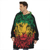 Rasta Lion Print Hoodie Blanket