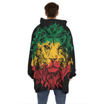 Rasta Lion Print Hoodie Blanket