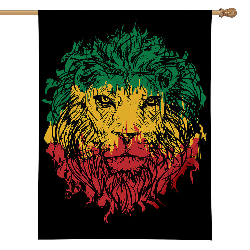 Rasta Lion Print House Flag