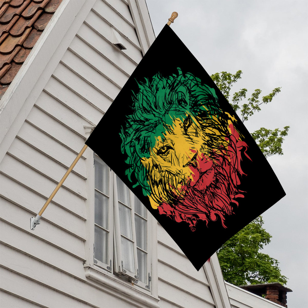 Rasta Lion Print House Flag