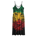 Rasta Lion Print Jersey Midi Cami Dress