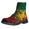Rasta Lion Print Lace-Up Boots