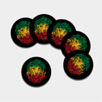 Rasta Lion Print Leather Coaster Set