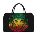 Rasta Lion Print Leather Duffel Bag