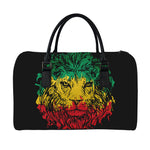 Rasta Lion Print Leather Duffle Bag