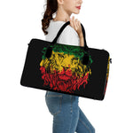 Rasta Lion Print Leather Duffle Bag