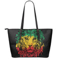 Rasta Lion Print Leather Tote Bag With Zipper