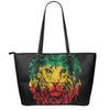 Rasta Lion Print Leather Tote Bag