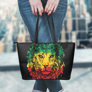 Rasta Lion Print Leather Tote Bag