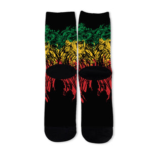 Rasta Lion Print Long Socks