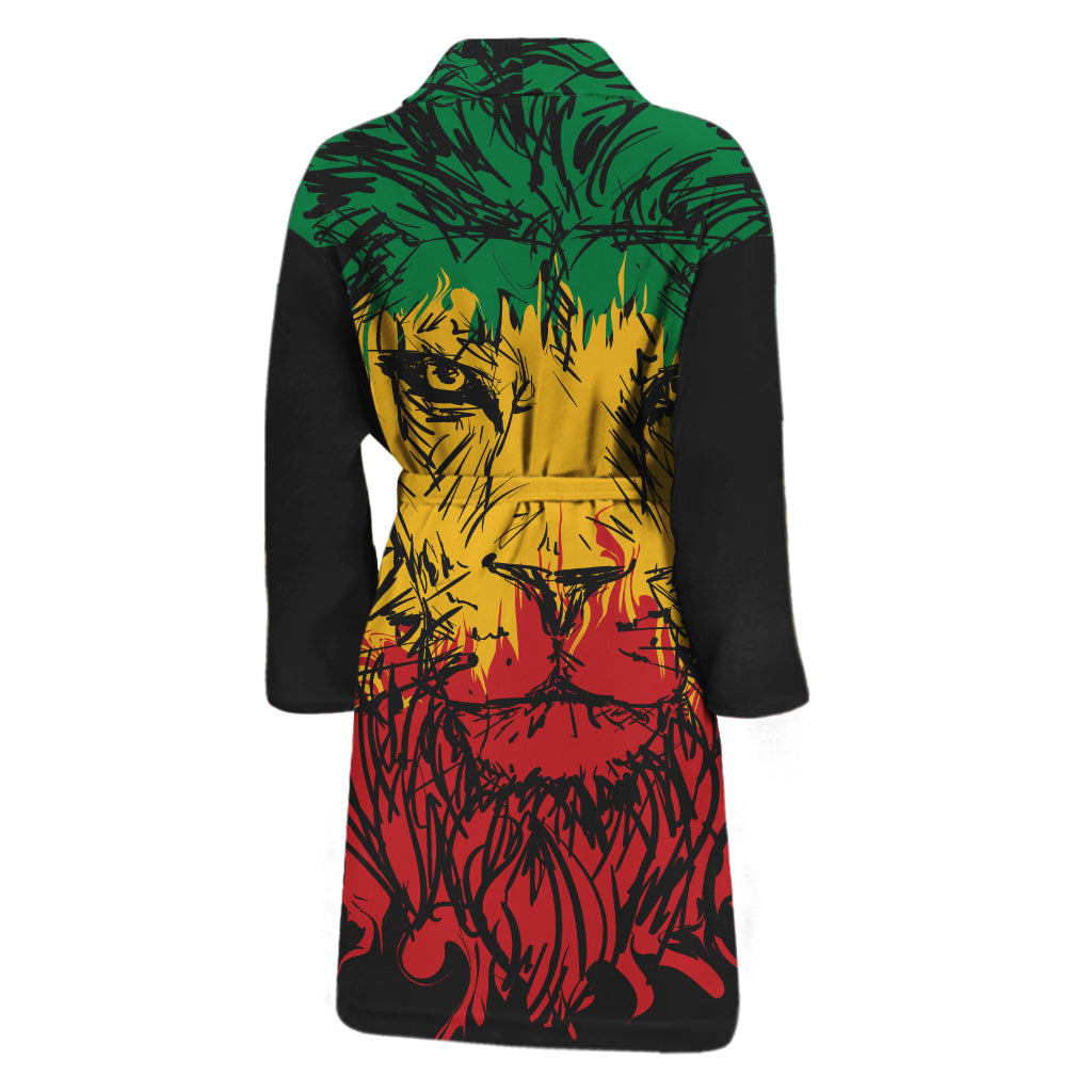 Rasta Lion Print Men's Bathrobe