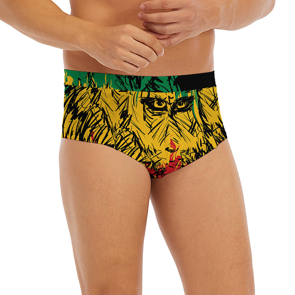 Rasta Lion Print Men's Briefs