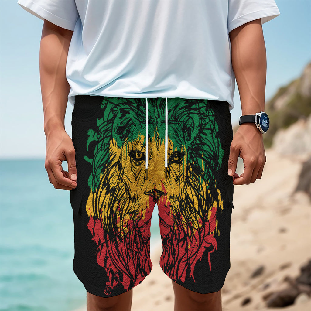 Rasta Lion Print Men's Cargo Shorts