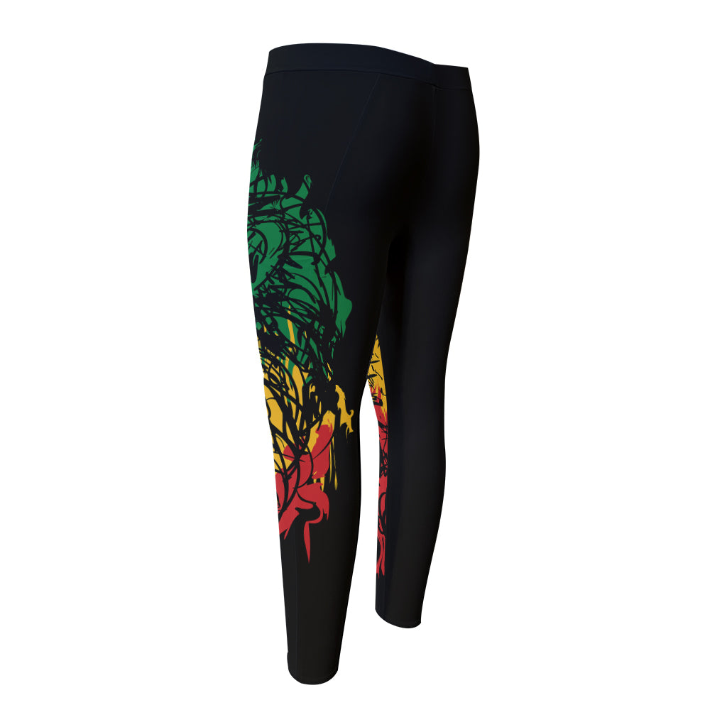 Rasta Lion Print Men's Compression Pants