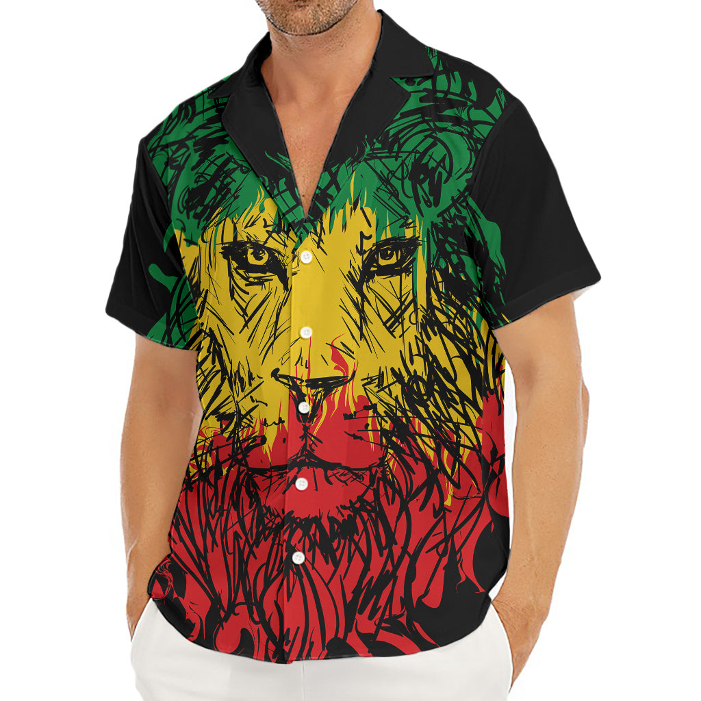 Rasta Lion Print Men's Deep V-Neck Shirt