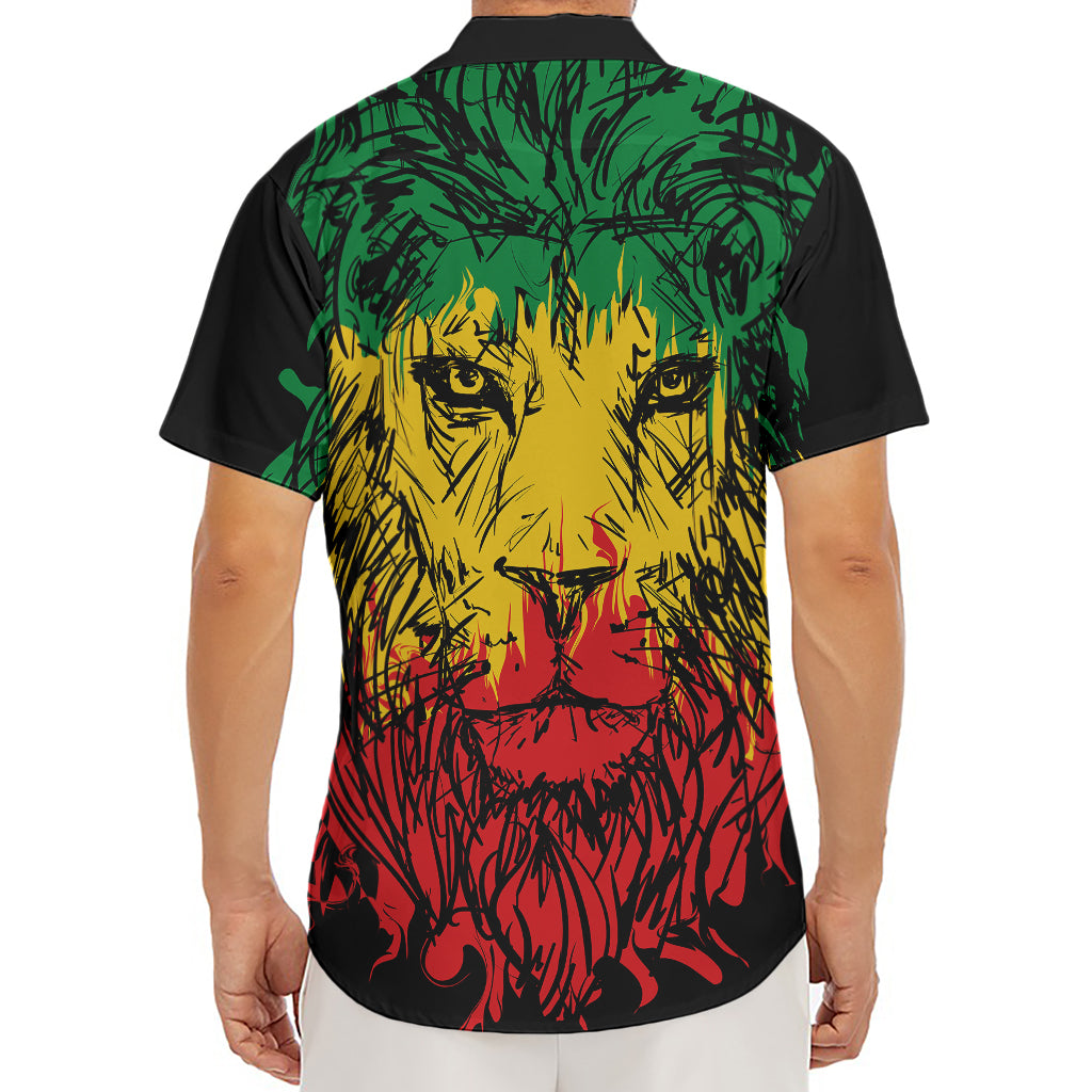 Rasta Lion Print Men's Deep V-Neck Shirt