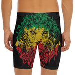 Rasta Lion Print Men's Long Boxer Briefs