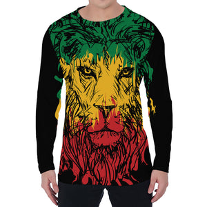 Rasta Lion Print Men's Long Sleeve T-Shirt