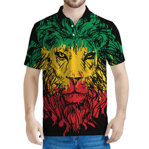 Rasta Lion Print Men's Polo Shirt