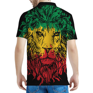 Rasta Lion Print Men's Polo Shirt