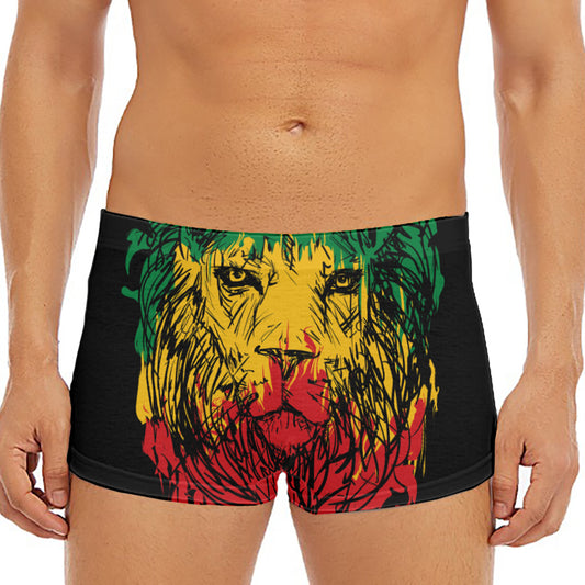 Rasta Lion Print Men's Short Boxer Briefs