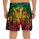 Rasta Lion Print Men's Split Running Shorts