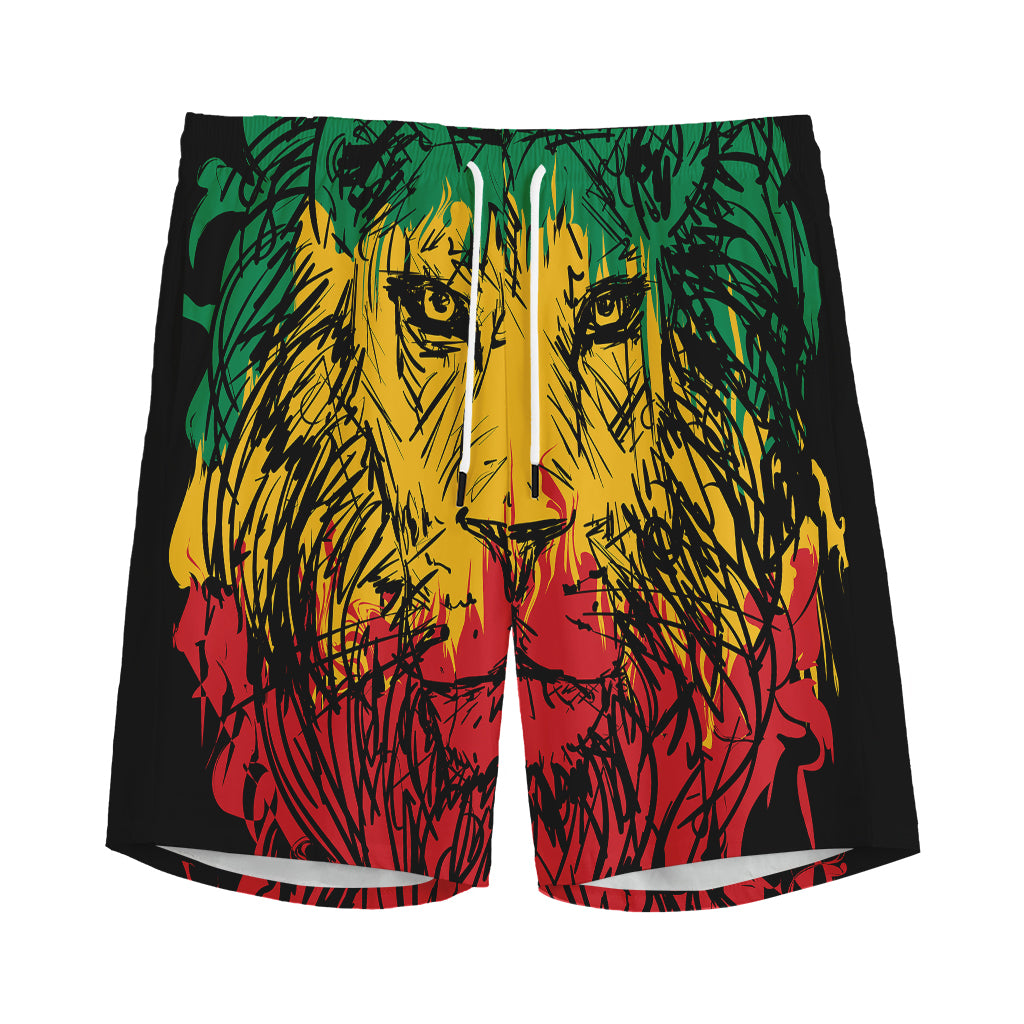 Rasta Lion Print Men's Sports Shorts