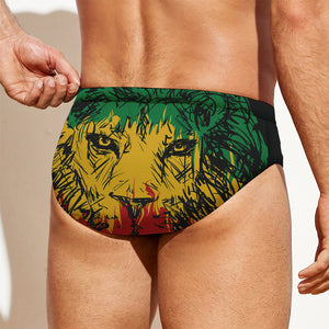 Rasta Lion Print Men's Swim Briefs