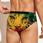 Rasta Lion Print Men's Swim Briefs