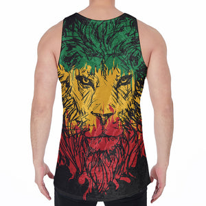 Rasta Lion Print Men's Velvet Tank Top