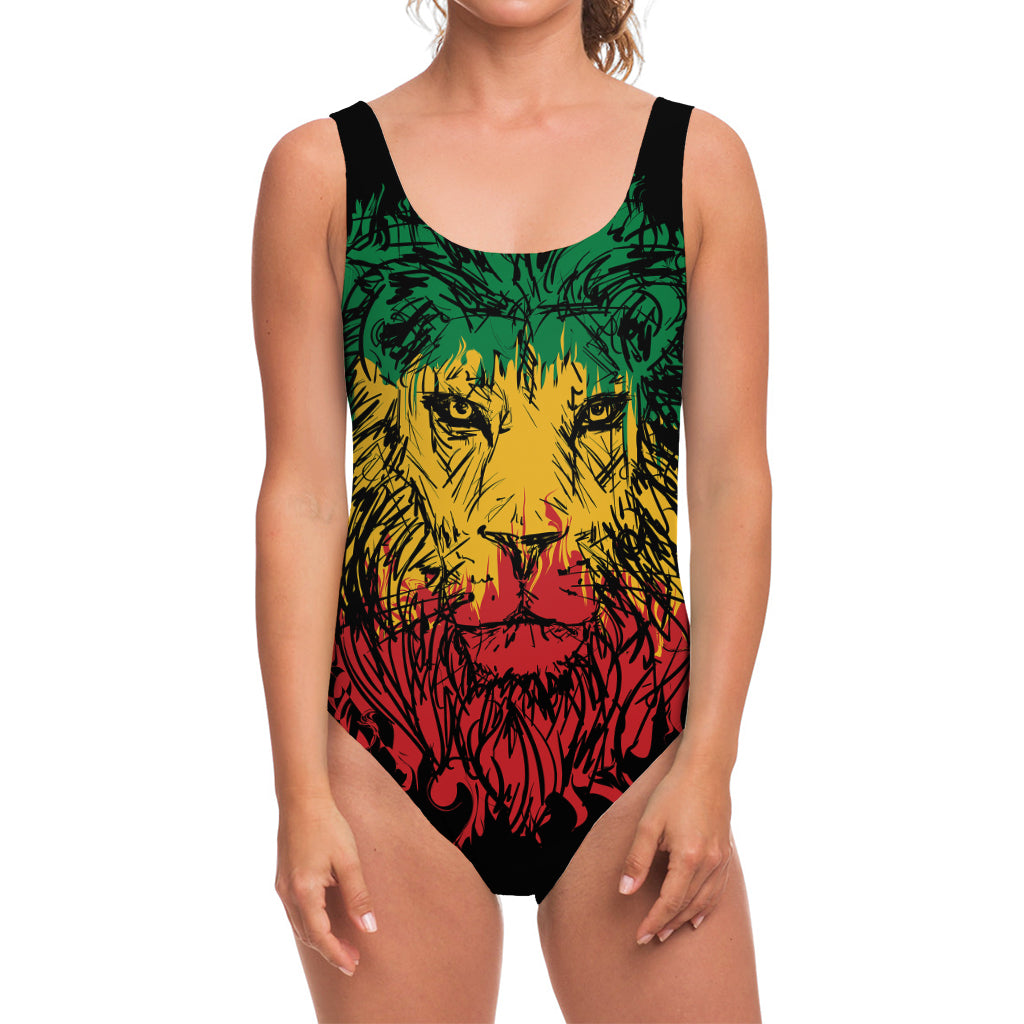 Rasta Lion Print One Piece Swimsuit
