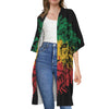 Rasta Lion Print Open Front Beach Cover Up